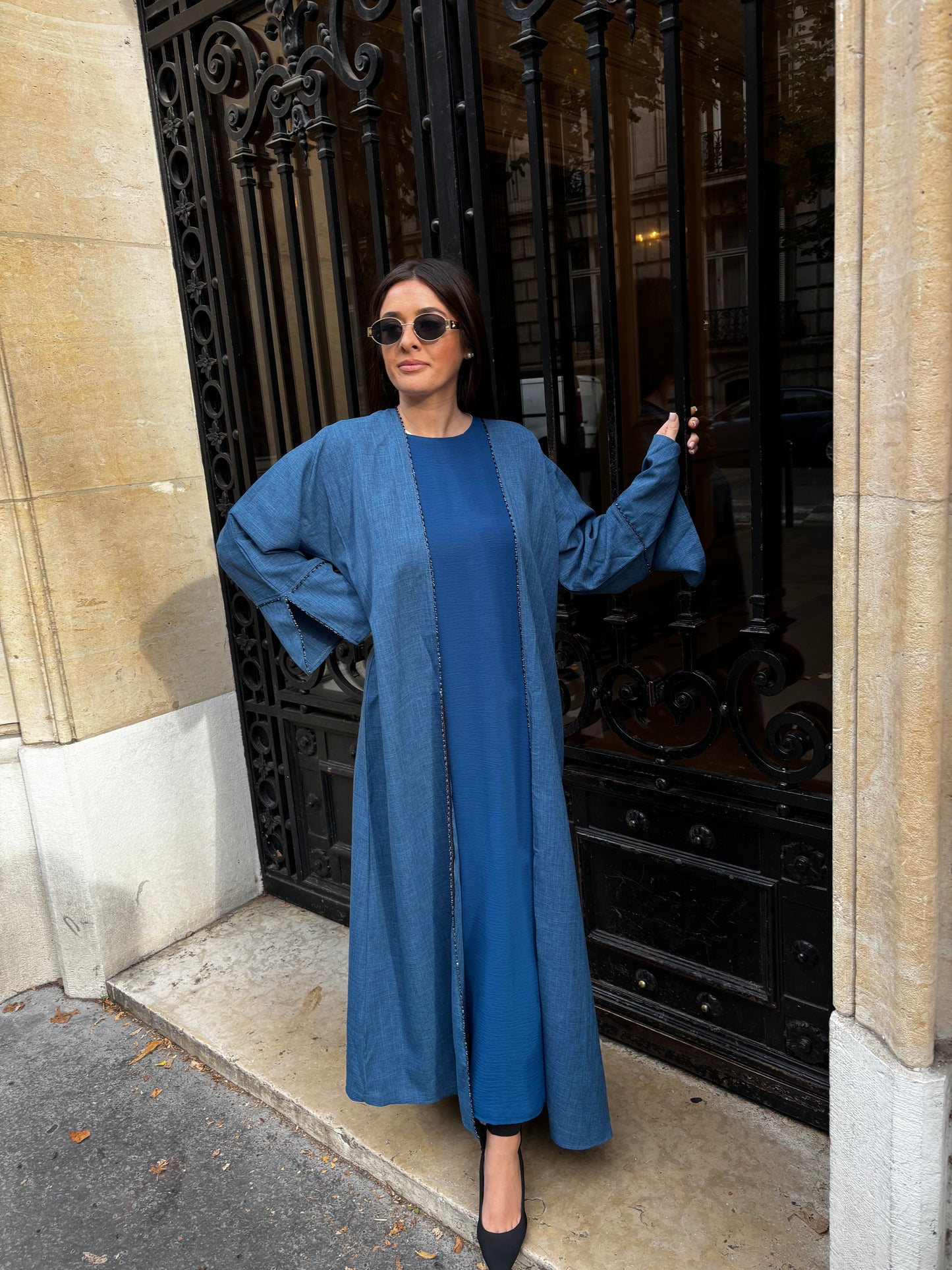 Abaya bleu jean